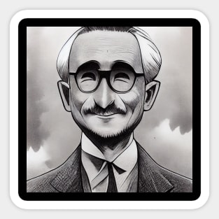 Happy F.A. Hayek Manga Style Portrait Sticker